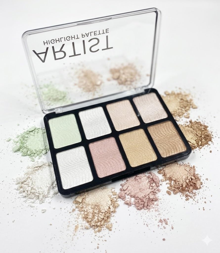 Colors HIGHTLIGTER Palette Makeup,Rose Gold Brown Nude Matte Shimmer Eye Shadow Powder Palette,Naturing-Looking Long Lasting Waterproof- cover 8 COLORS
