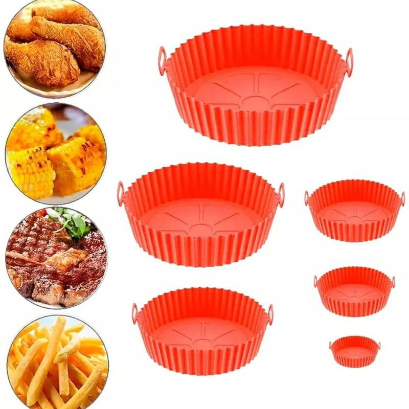 6 Pieces Silicone Cookware, Reusable Silicone Cooking Pots, Nonstick Cookware, Round Cookware Tray, Cooking Pan, Replacement Baking Dishes, multiple colors