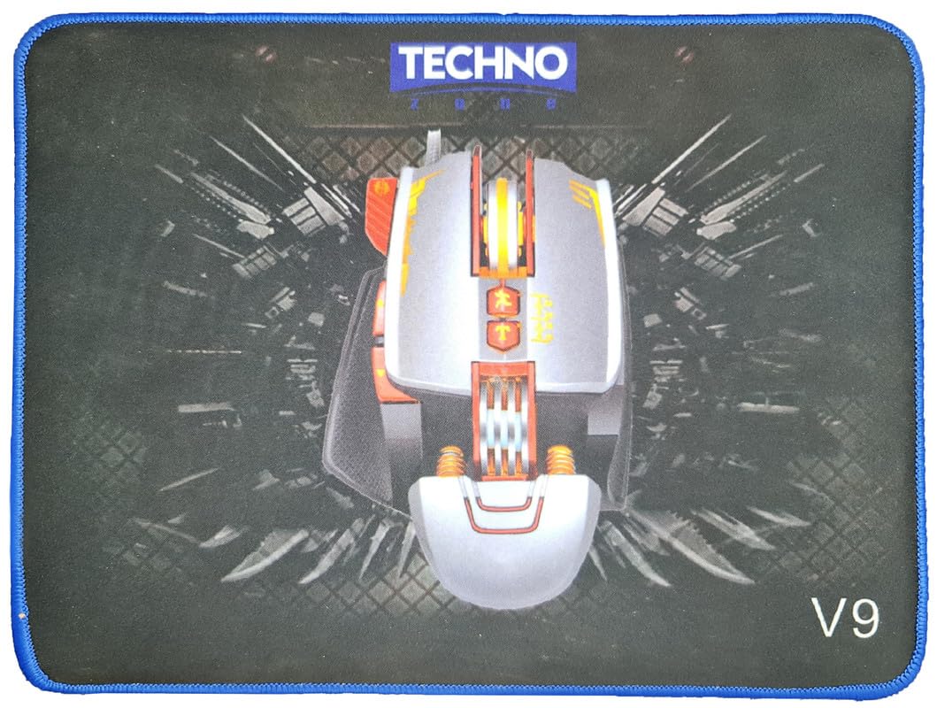 Gaming Mouse Pad Techno V9 (30 X 22.5 X 0.4 CM) Mat Non-Slip Spill-Resistant Desk Pad with Special-Textured Surface, Anti-Fray Stitched Edges compatible with Keyboard, PC - (Multi Color5)