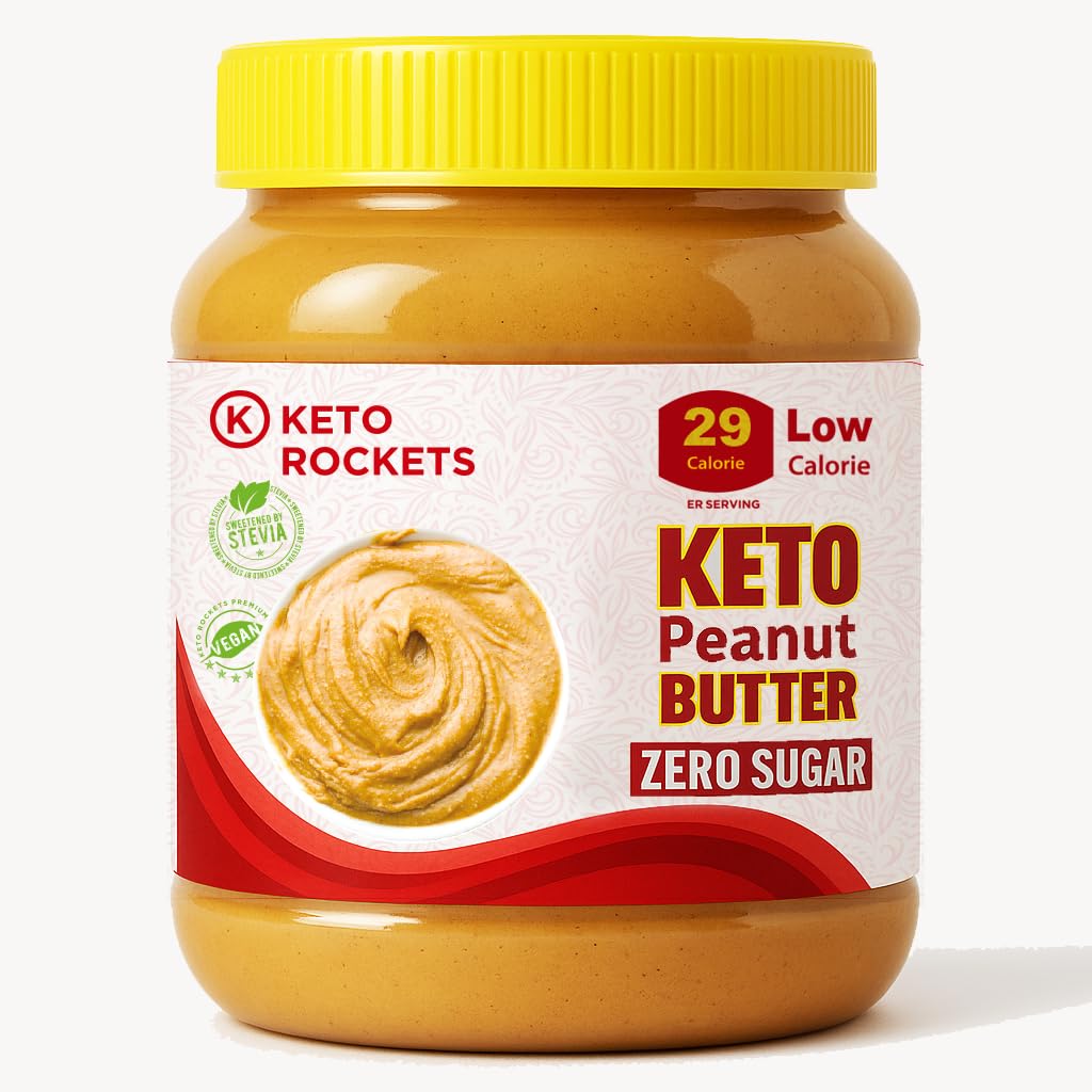 Keto Rockets Peanut Butter - Sugar Free, Keto Free, Sweetened with Natural Stevia, Natural Ingredients, Suitable for All Diets, Gluten Free, Dairy Free, Preservative Free (350g)