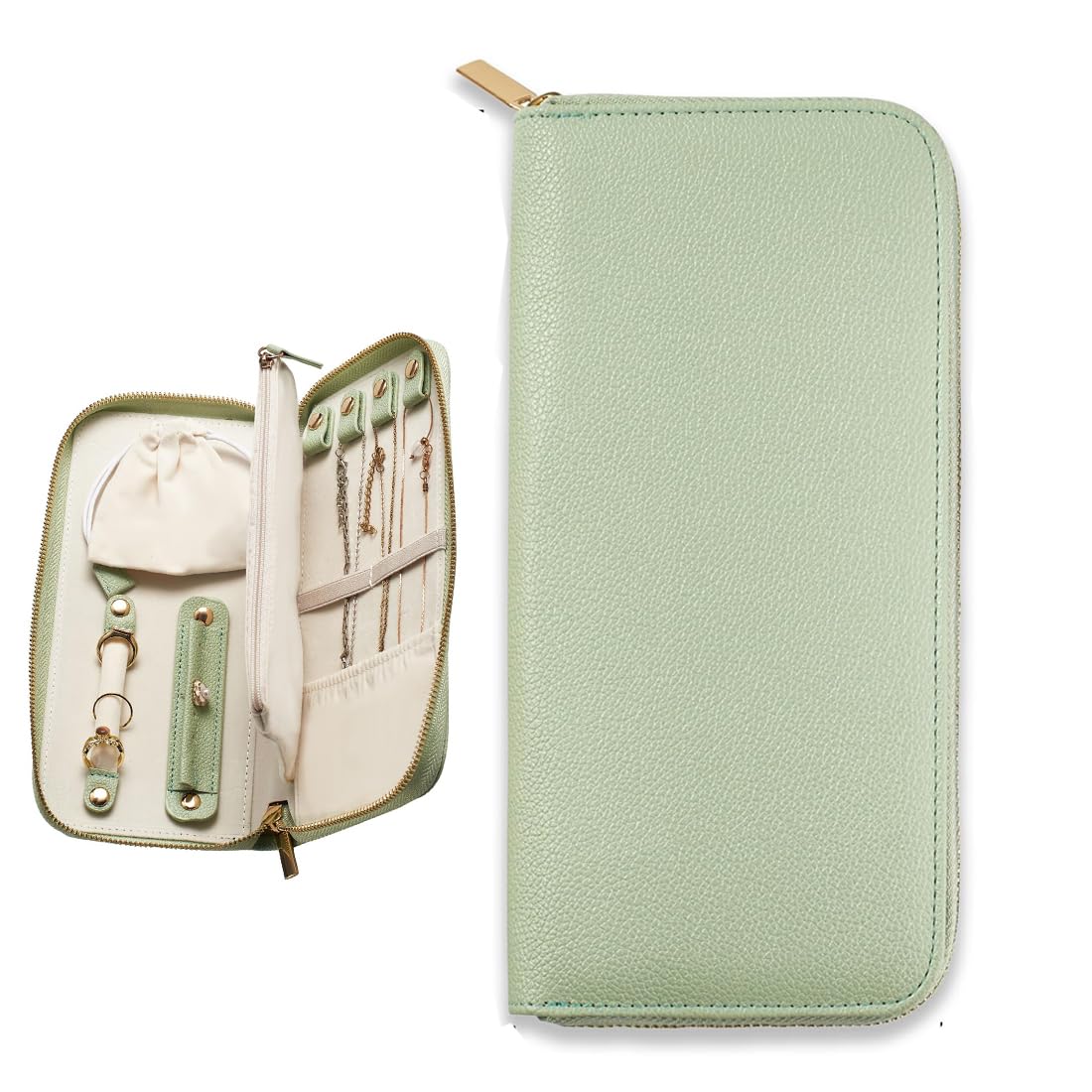 Travel Jewelry Organizer Case, Small Convenient Jewelry Organizer Bag, Book Ring Binder with Zipper Pouch Bag, Easy to Carry, for Women and Girls Travel, Rings, Necklaces,Earrings, Bracelets, Brooches