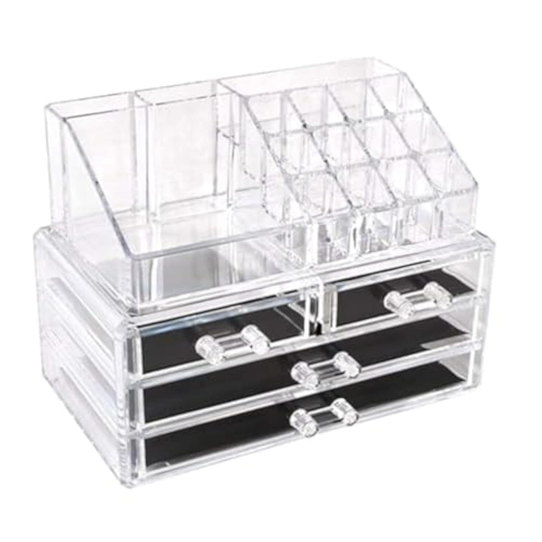 Clear acrylic cosmetic organizer makeup holder display jewelry storage case 4 drawer for lipstick liner brush holder