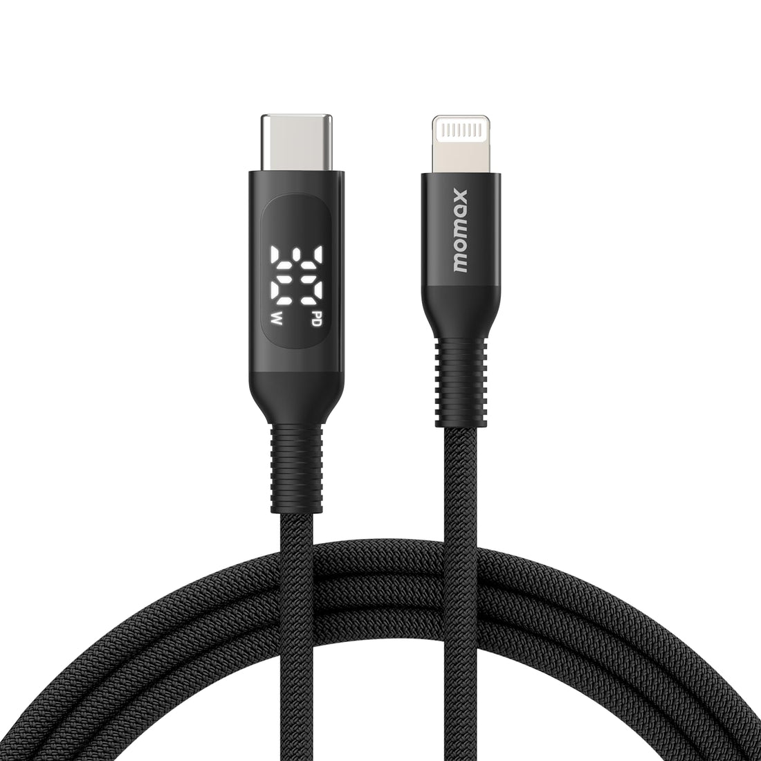 Elite 30W 1.2m USB-C to Lightning Cable with LED Display (Black) Black