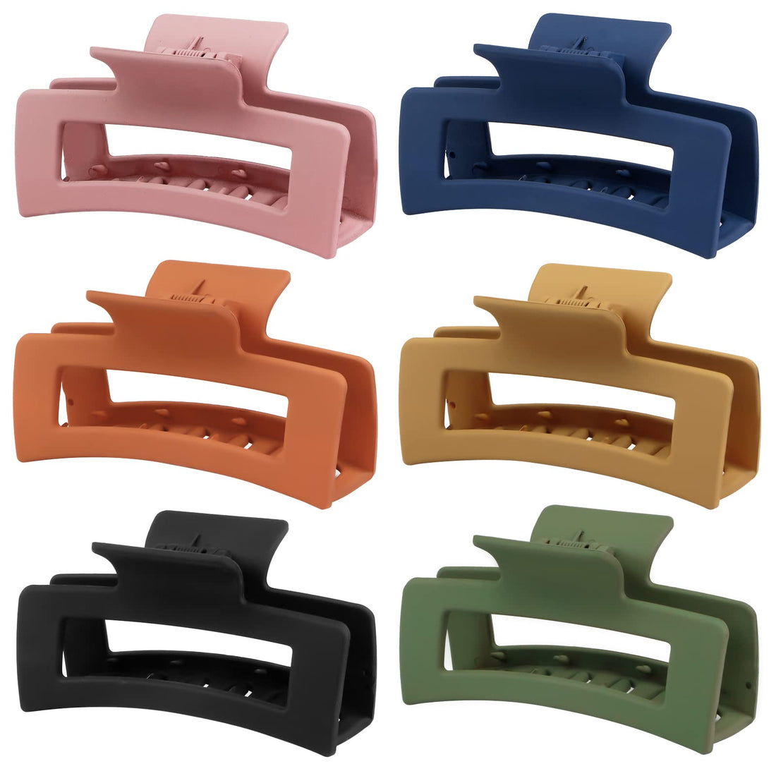 6 Pack Medium Claw Clips, Hair Claw Clips for Women Girls, 3.5" Square Non-slip Hair Clips, Rectangle Claw Hair Clips, Matte Hair Claws Hair Styling Accessories Banana Hair Jaw Clip for Thin Hair