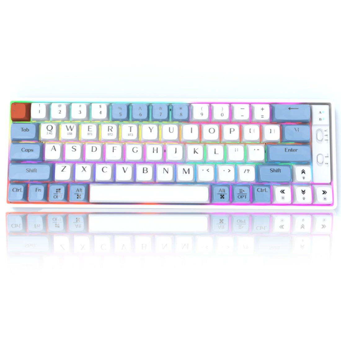 Sikai Wireless Mechanical Keyboard, 65 Keys (Yellow Switch), Anti-Ghosting, Hot-Swapping, Programmable, 19 LED Modes, Gaming Office Keyboard, Bluetooth/2.4G/Wired, 1300mAh, for PC/Android/iOS QWERTY