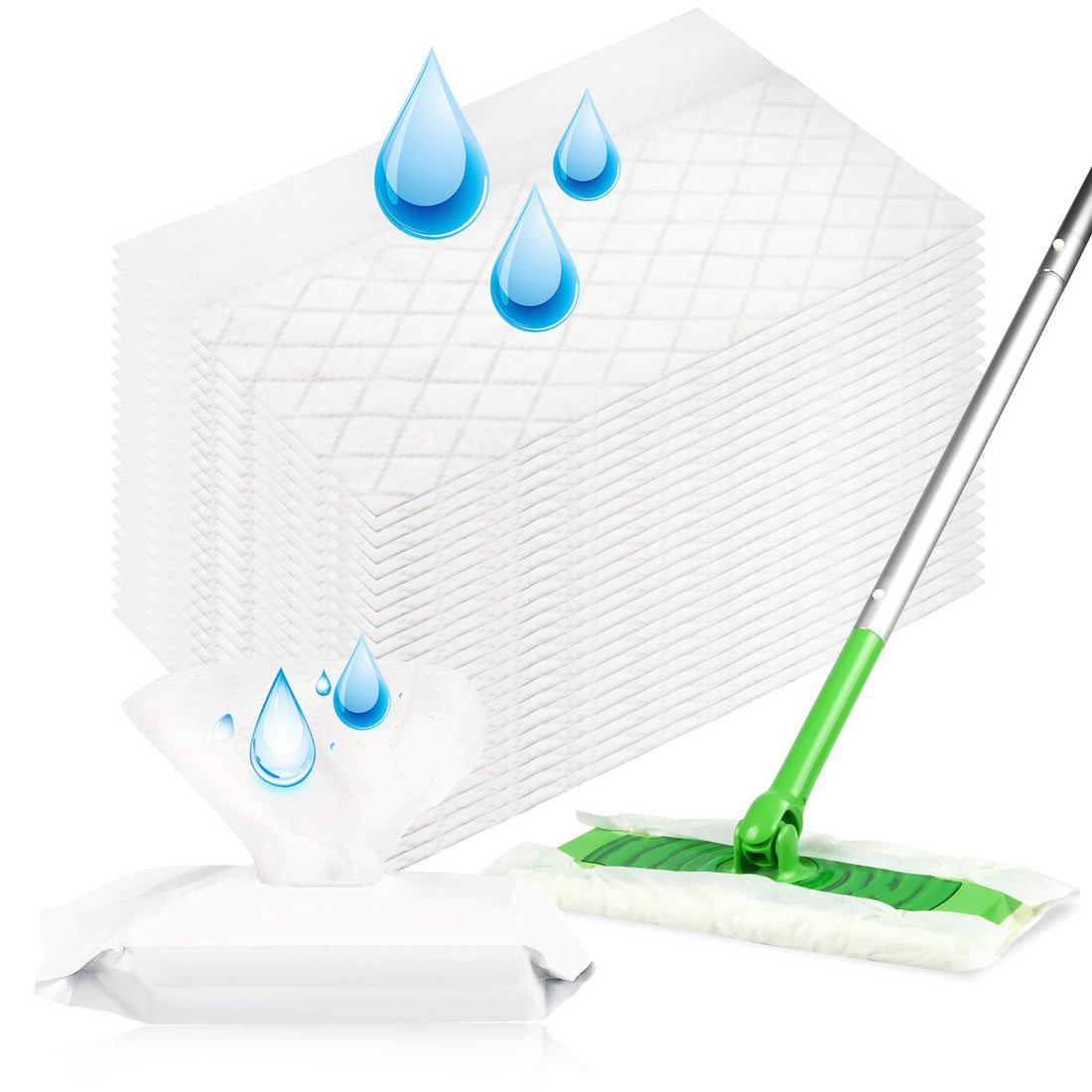 24 Count Unscented Upgraded Wet Mop Refills for Swiffer Sweeper Wet Pads, One Piece Cleans One Room, Wet Mopping Cloths for Swiffer Wet Pads Refill