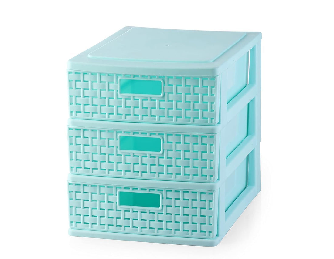 Triple Rattan Drawer 24x17x19.5 Light Blue Max Plast