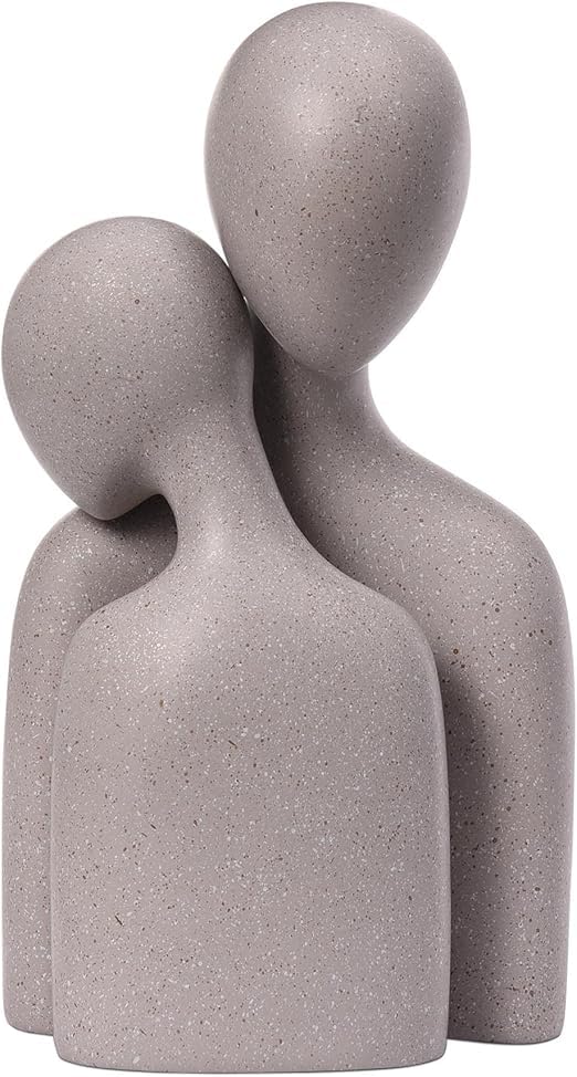 Minimalist Lover Sculptures for Home Decor, Abstract Couple Statues for Shelf Office Home Decor Living Room Bedroom Anniversary Wedding Birthday Gifts (Grey)