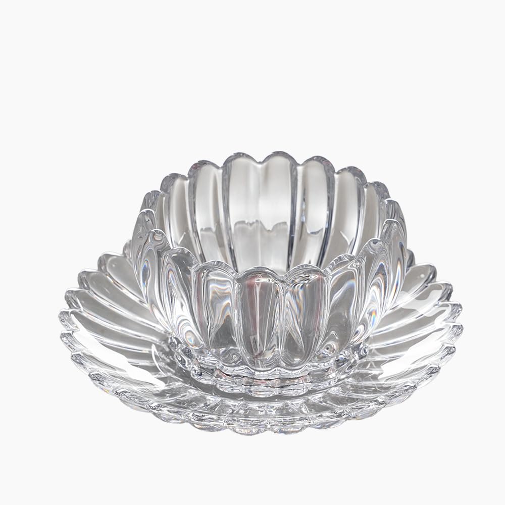 Plank Max KTW269 Lotus Glass Bowl with Plate 2-Pieces Set