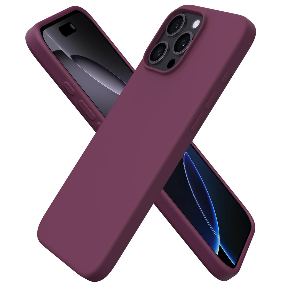 ORNARTO Compatible with iPhone 16 Pro Max Case 6.9", Slim Liquid Silicone 3 Layers Full Covered Soft Gel Rubber 16 Pro Max Phone Cases Cover 6.9 inch-Wine Red