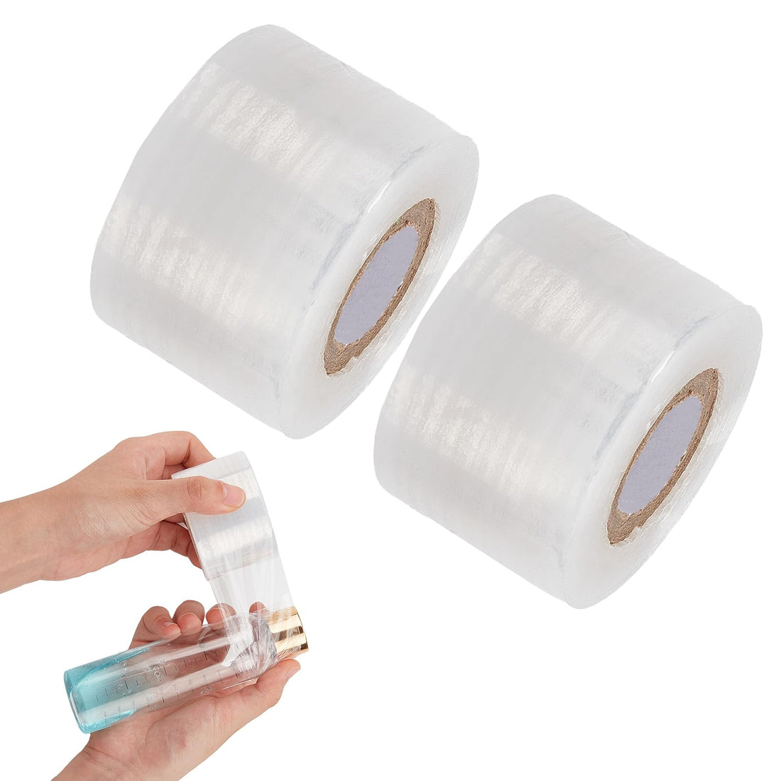 NICENEEDED 2 Roll Mini Stretch Wrap for Bottles, Plastic Heavy Duty Stretch Film Clear Stretch Packing Wrap, Shrink Wrap Roll Packing Supplies for Bottles Cans Tin Lip Gloss