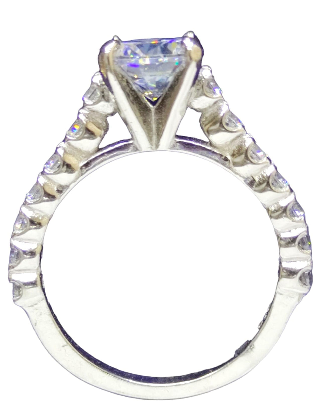 Women's 925 Swiss Silver White Gold Plated Ring with Genuine Zirconia Sparkling Beauty World Nicknamed Touch of Beauty
