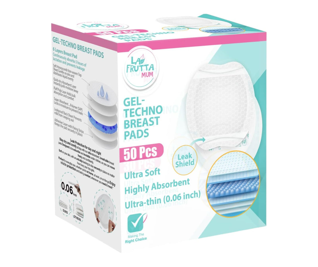 Gel-Techno Breast Pads – Ultra-Thin 0.06 inch, 6-Layer Leak-Proof Design, Super Absorbent Gel Core, Ultra Soft & Breathable, Individually Wrapped – 30 Pcs (Normal, 50, Piece)