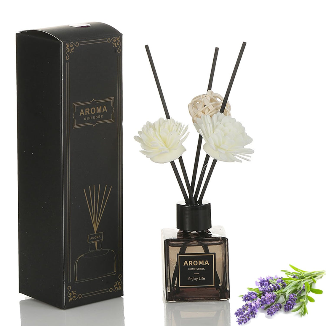 Reed Diffuser Set, Lavander Reed Diffuser, 50ml Clean Linen Scented Diffuser with Sticks Home Fragrance Reed Diffuser for Bathroom Shelf Decor (Lavander)
