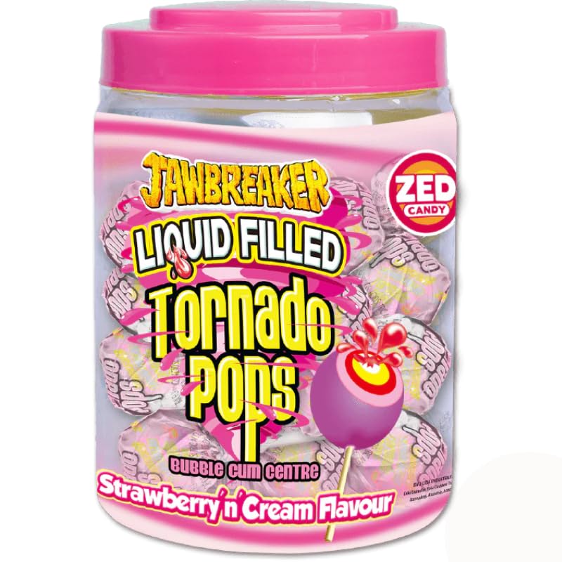 Zed Candy Tornado Pop Strawberry & Cream Flavored Lollipop Candy - 34g - 5 Pieces