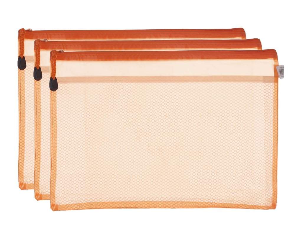 3A MS1005-A4 Plastic Zipper File 24 * 34 cm Set Of 3 Pieces - Orange