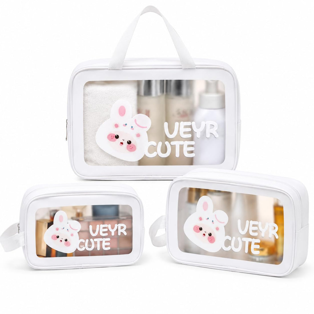 Multi-Size Waterproof Travel Bags Set, 3 Cosmetic Organizer Pouches for Makeup, Toiletries and Accessories, Washable Storage Solution for Travel, Vacation and Everyday Organization