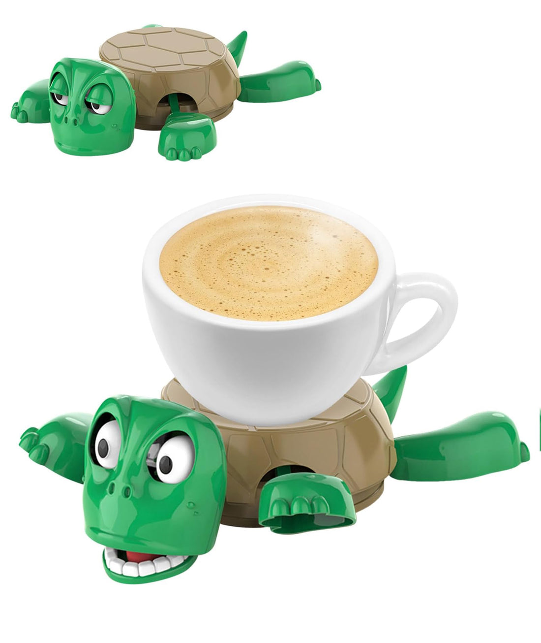 Wonka Tortoise, Cup Coaster Funny Turtle Funny Tea Coaster Holder with Liftable Limbs & Expressive Face for Turtles or Tortoise Lover Gifts (Green)