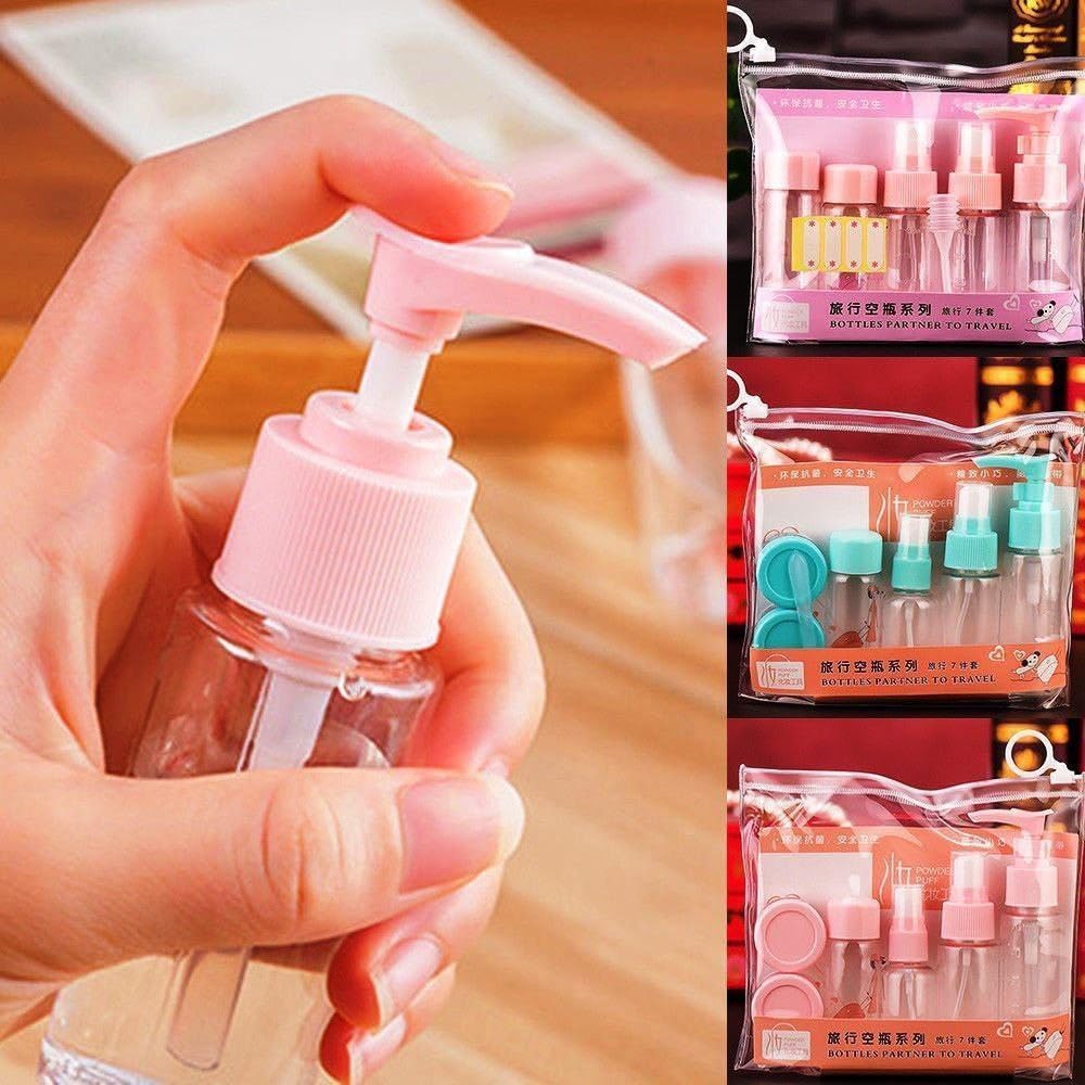 Cute Traveler - Refillable Travel Bottle Set.Includes 6 Piece for Your Beauty!Multi Usage with 2 Bottles, Long Pack and Creams.Airtight Bag A - Generic