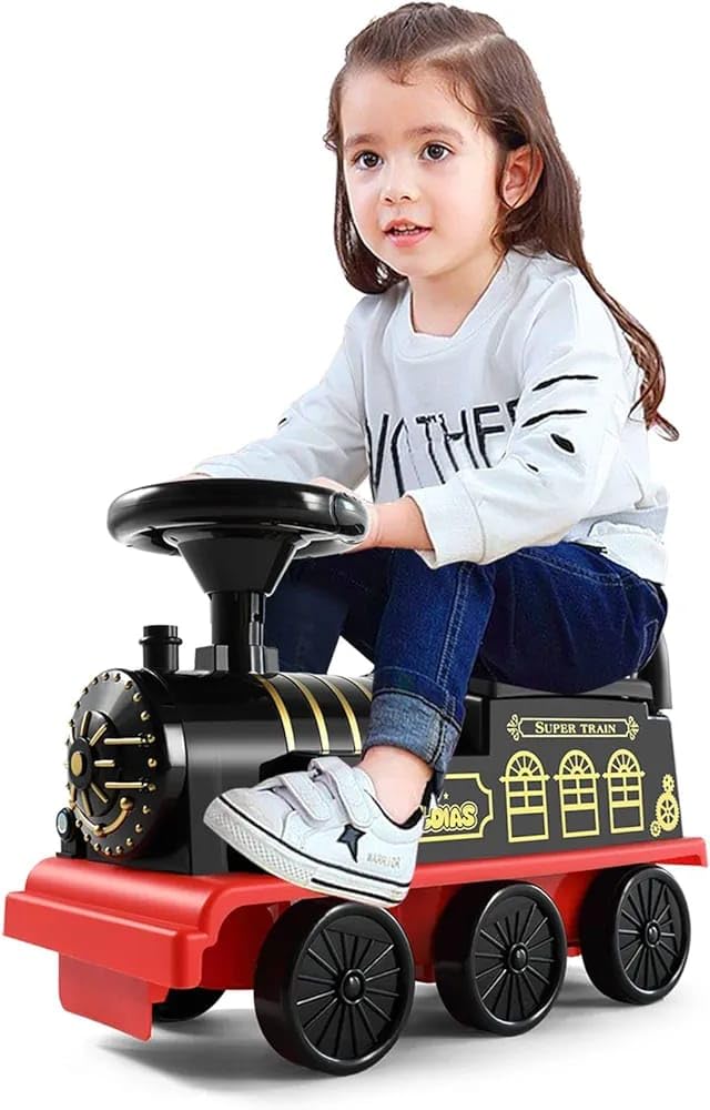 Ride On Train Toy Ride On Car for Children Toddlers, 52 x 34 cm Push Power Light & Sound Effects, Indoor Outdoor Toys