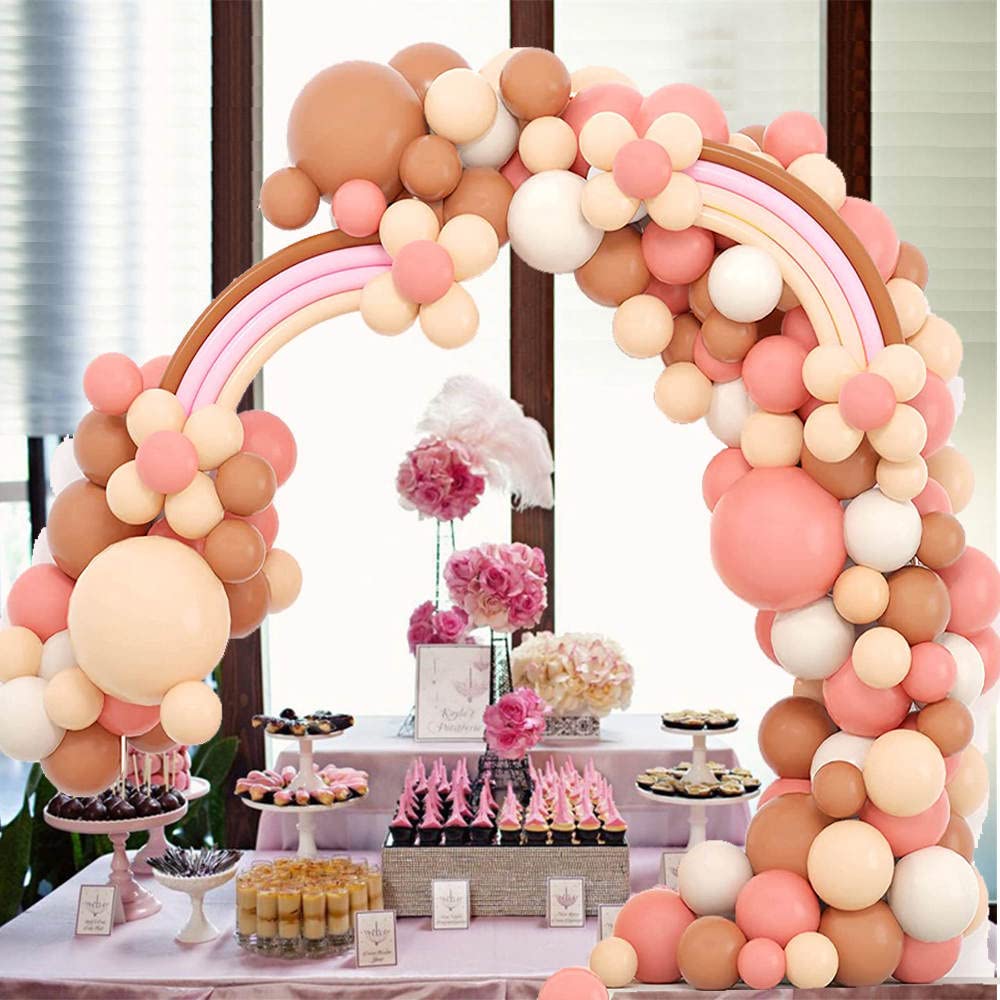 Elegant 112Pcs Retro Rainbow Balloon Garland Kit&Happy Birthday Banner. Home Indoor&Outdoor Party Decoration with Reusable Classic Latex and Confetti Balloons and Awesome Banner Backdrop.