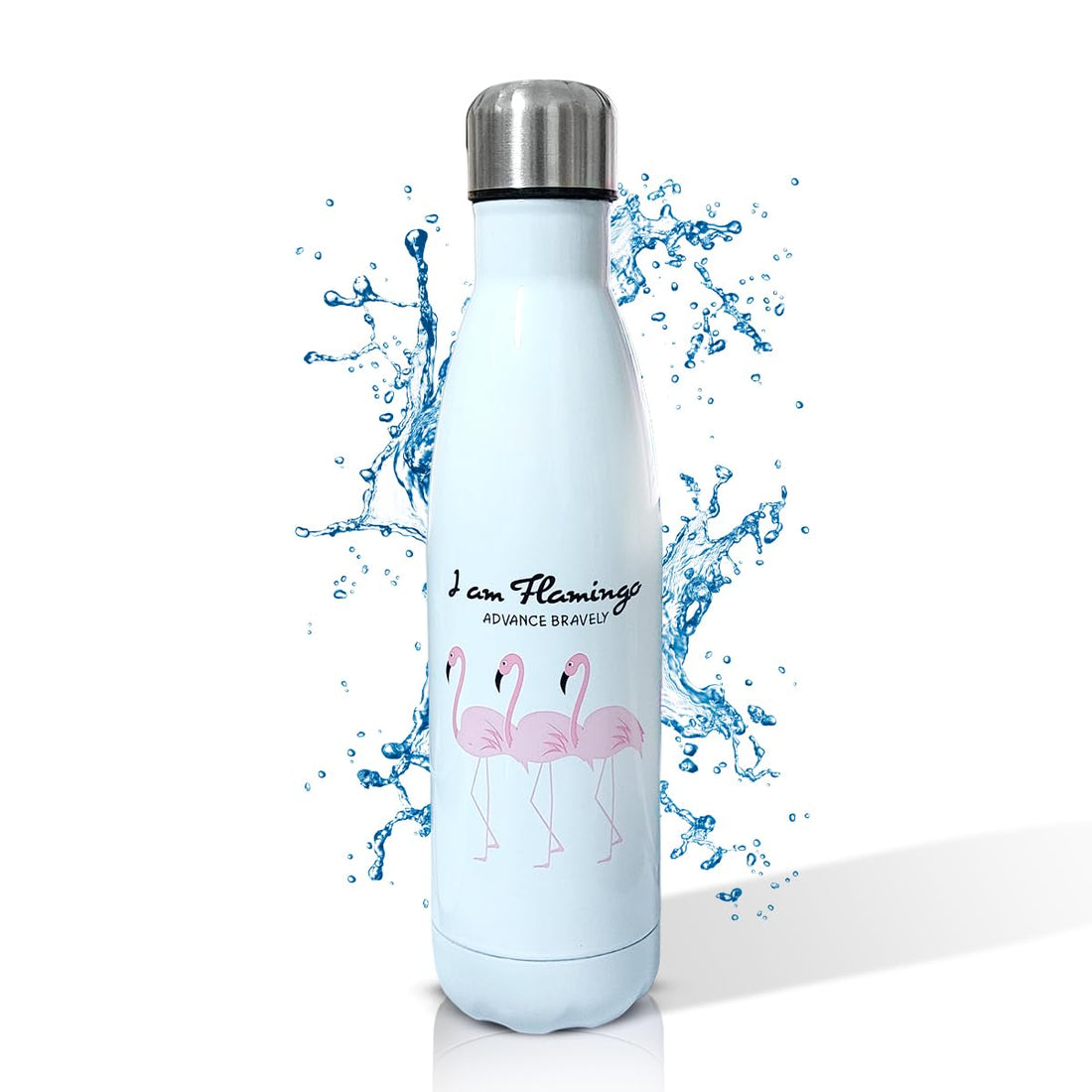 hanso Stainless Steel Hot & Cold Water Bottle - 18/8 Food Grade, Double Wall Vacuum Insulation, BPA-Free, Hygienic and Easy to Clean, Stylish and Travel-Friendly (500ml) (White D)