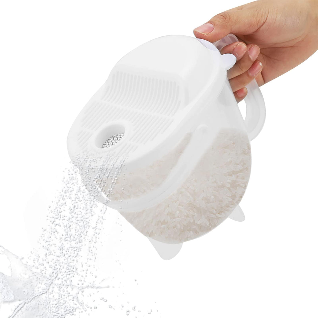 14oz Rice Washing Bowl with Handle, Plastic Grain Strainer for Quinoa Beans Pasta, Vegetable Fruit Colander with Fine Mesh Filter, Kitchen Drain Basket 400ml Capacity