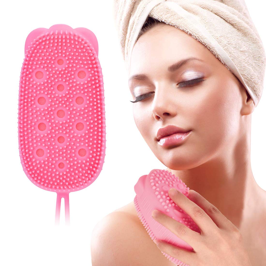 Silicone Shower Sponge Body Scrubber, Body Exfoliating Scrub Shower Brush with Super Soft Facial Cleansing Brush Scrubber, Bubble Bath Brush for Sensitive and All Kinds of Skin
