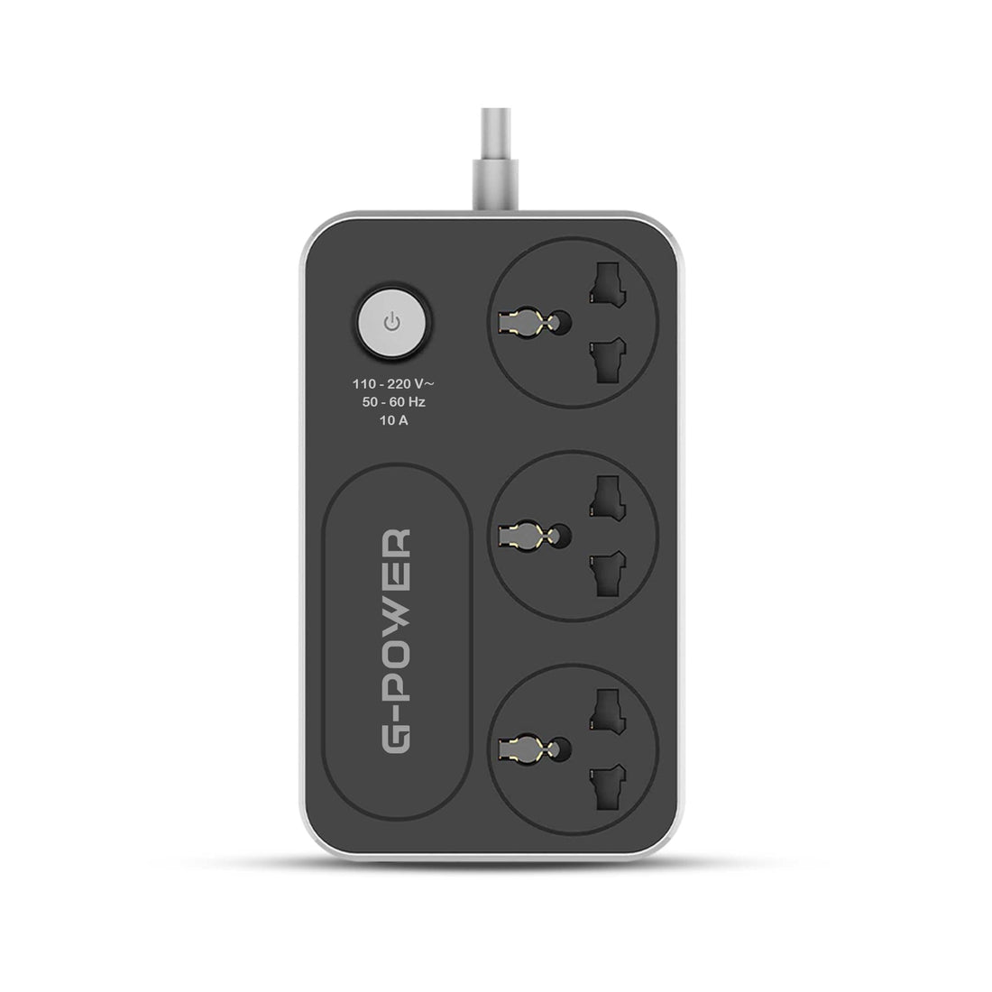 G-Power GP344 220V Power Strip Surge Protector, 3 Universal International Sockets with Safety Lock, 6 Smart USB Ports (2.4A), 10A – Black/Grey