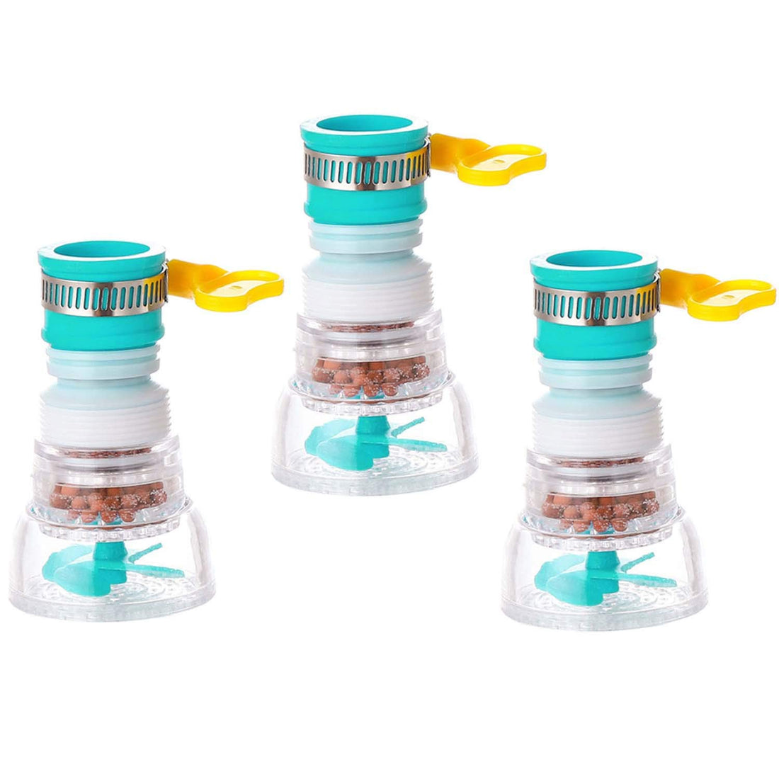 NAGA 3 Pack Faucet Water Filters, Water Purifier Faucet Kitchen Household Anti Splash Tap Water Filter Cartridge Fits Standard Faucets (Blue)