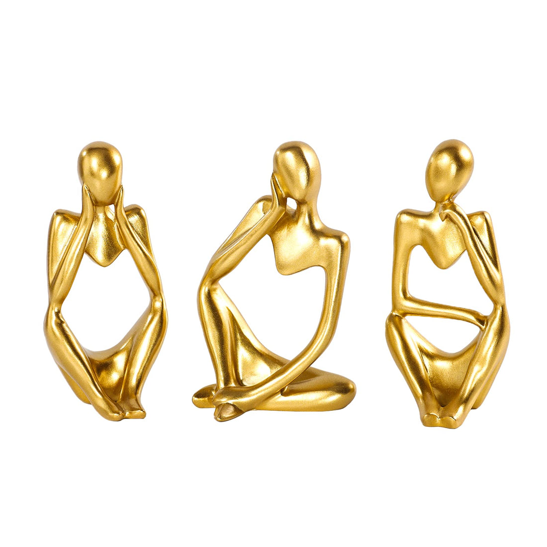 ZASTION BMLCGJ Thinker Statue Gold Decor Abstract Art Sculpture, Golden Resin Collectible Figurines for Home Living Room Office Shelf Decoration,Great Gift Ideas (Gold)