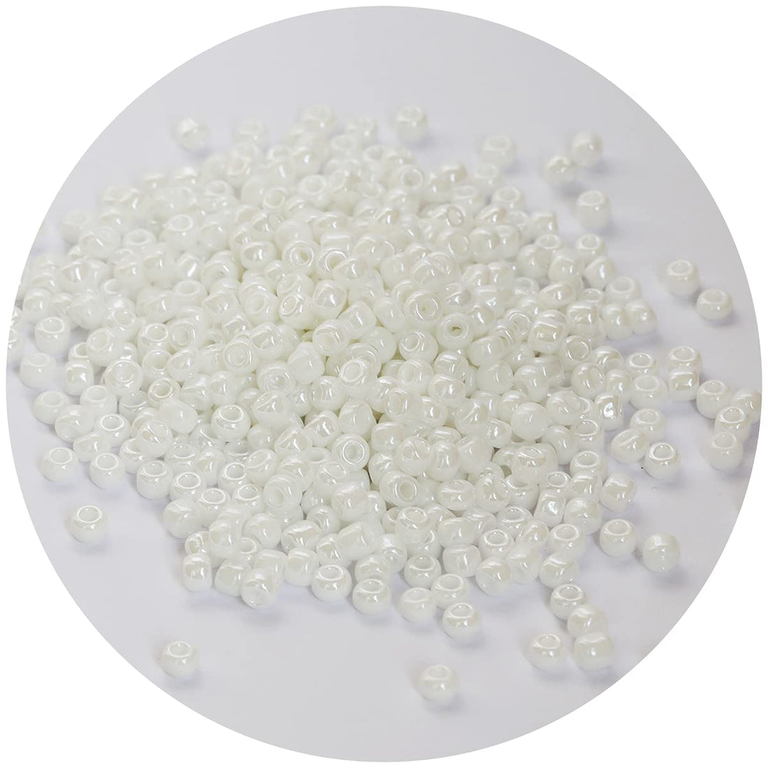 JAZZEEL White Pearl Embroidery Beads, Approx. 1200pcs (100g Bag) of 4mm 6/0 Round Glass Craft Beads. For Making Bracelets, Necklaces, and Embellishing Garments. Jewelry Making Supplies.