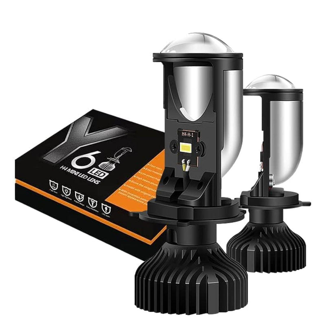 CYNBHH H4 LED Car Headlight Bulbs Hi/Lo Beam Mini Projector Lens Styling Automobile Lamp 6500K 18000LM 90W Focused Light for Cars and Motorcycles Y7 2PCS/Set