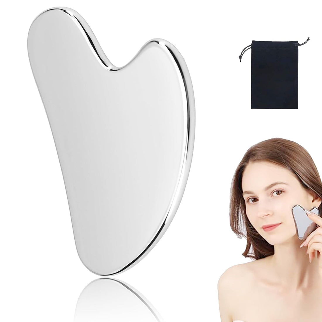 Gua Sha Facial Tool,Stainless Steel Guasha,Scraping Massage Tool for Jawline Sculpting and Face,Muscles,Skin