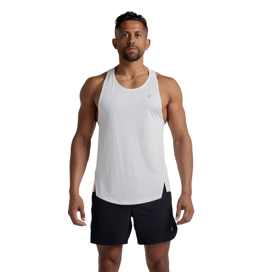 Men’s Dri-Fit Performance Tank Top (White) Lightweight Quick-Dry Gym Shirt. Breathable Athletic Training Muscle Tank for Running & Exercise #221