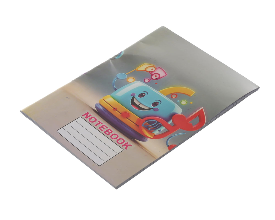 Extra Line School Notebook Stapled English 40 Sheets Music Design Coated Cover 16×22.5cm Compact Format Ideal for Daily Writing