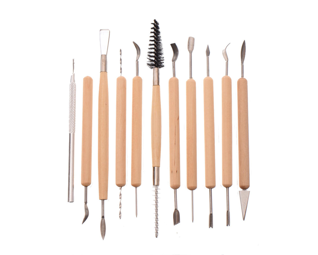 Keep Smiling 0380 Set Of 11 Pieces Of Clay Tool Set Wood Caving Knife Kit Sculpture Tools, Crafted From High-Quality Materials To Ensure Durability And Longevity - Wooden