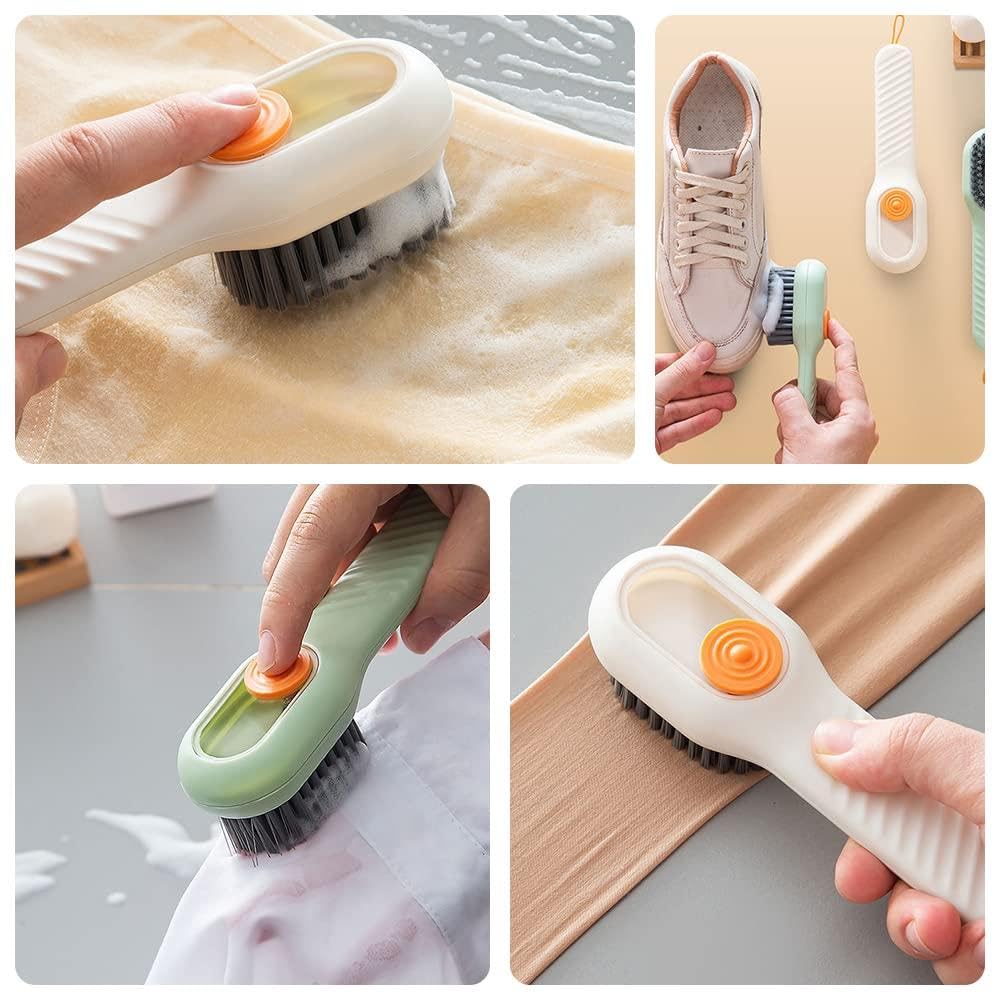 Multifunctional Shoe Brush Set (2 Pieces) Soft Bristles Liquid Box Soap Dispenser Perfect for Washing Shoes at Home