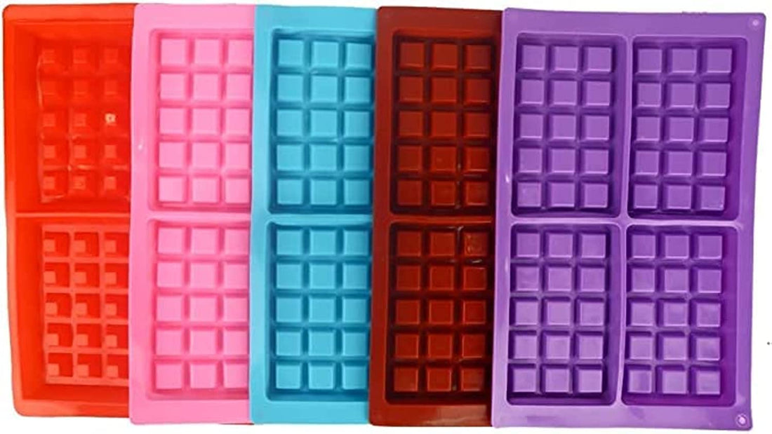 Generic Silicone Waffle Mold, 4 Cavities Heart, Flower, Red