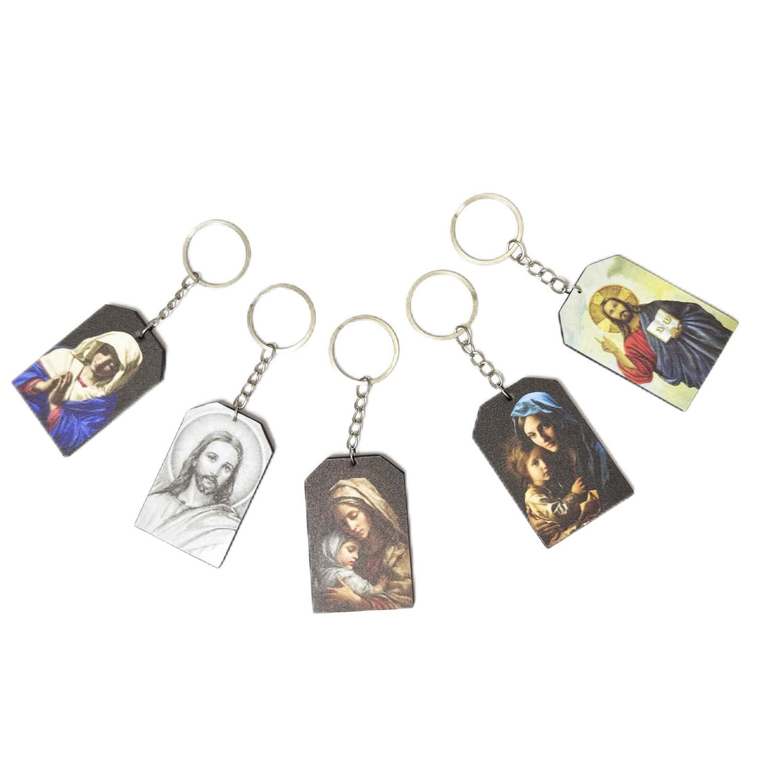 Wooden Religious Keychain, Jesus and Virgin Mary, 4x6cm Spiritual Gift