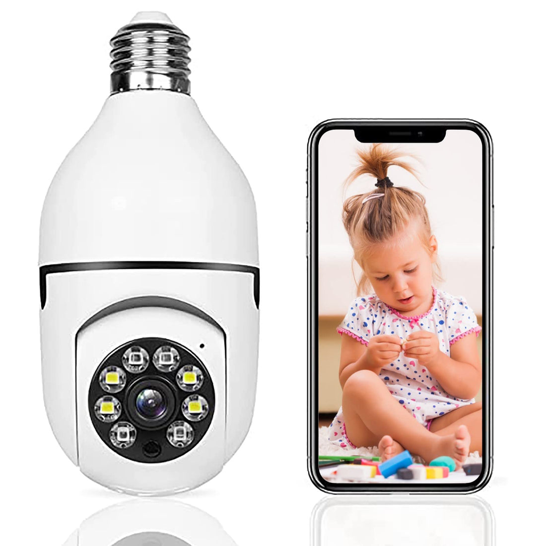 WiFi Wireless Security Camera Surveillance Camera HD Night Light Plug Night 1080P Outdoor 360° Panoramic Plug Smart Home Security Wireless Camera (White, One Size)