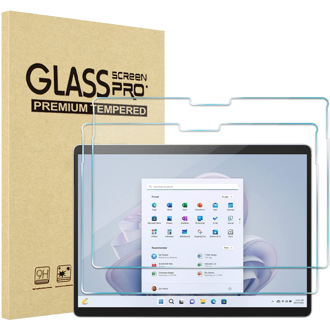 ProCase 2 Pack Screen Protector for Surface Pro 11/10/9 13 inch, Tempered Glass Screen Film Guard for 13.0 inch Microsoft Surface Pro 2024 2022 Release