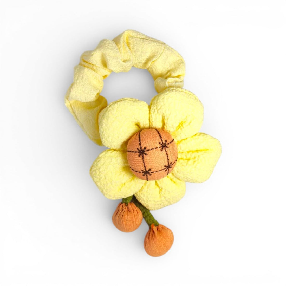 Catch Up Flower Hanging Hair Tie for Women & Girls, Cute Floral Pendant Scrunchie, Soft Elastic Ponytail Holder with Decorative Rose Charm, Stylish Daily Hair Accessory