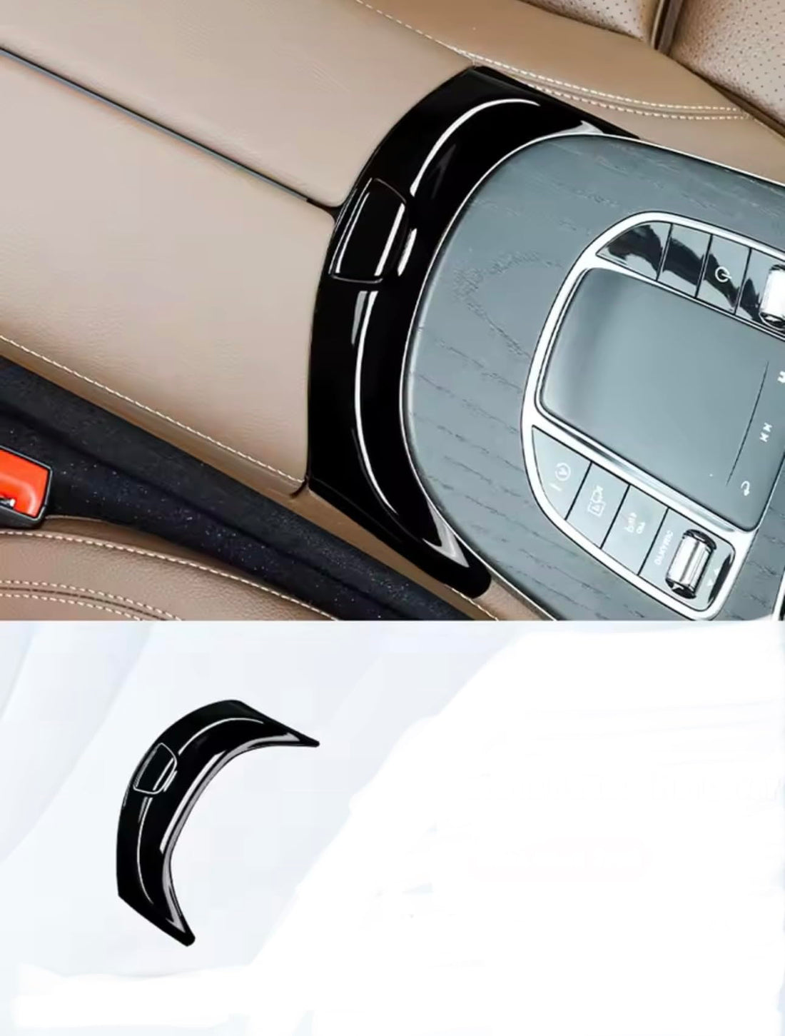 Center Console Armrest Box Buttons Panel Decoration Cover Trim compatible For Mercedes Benz W213 E Class 2017-2021 Car Interior Accessories (Black)