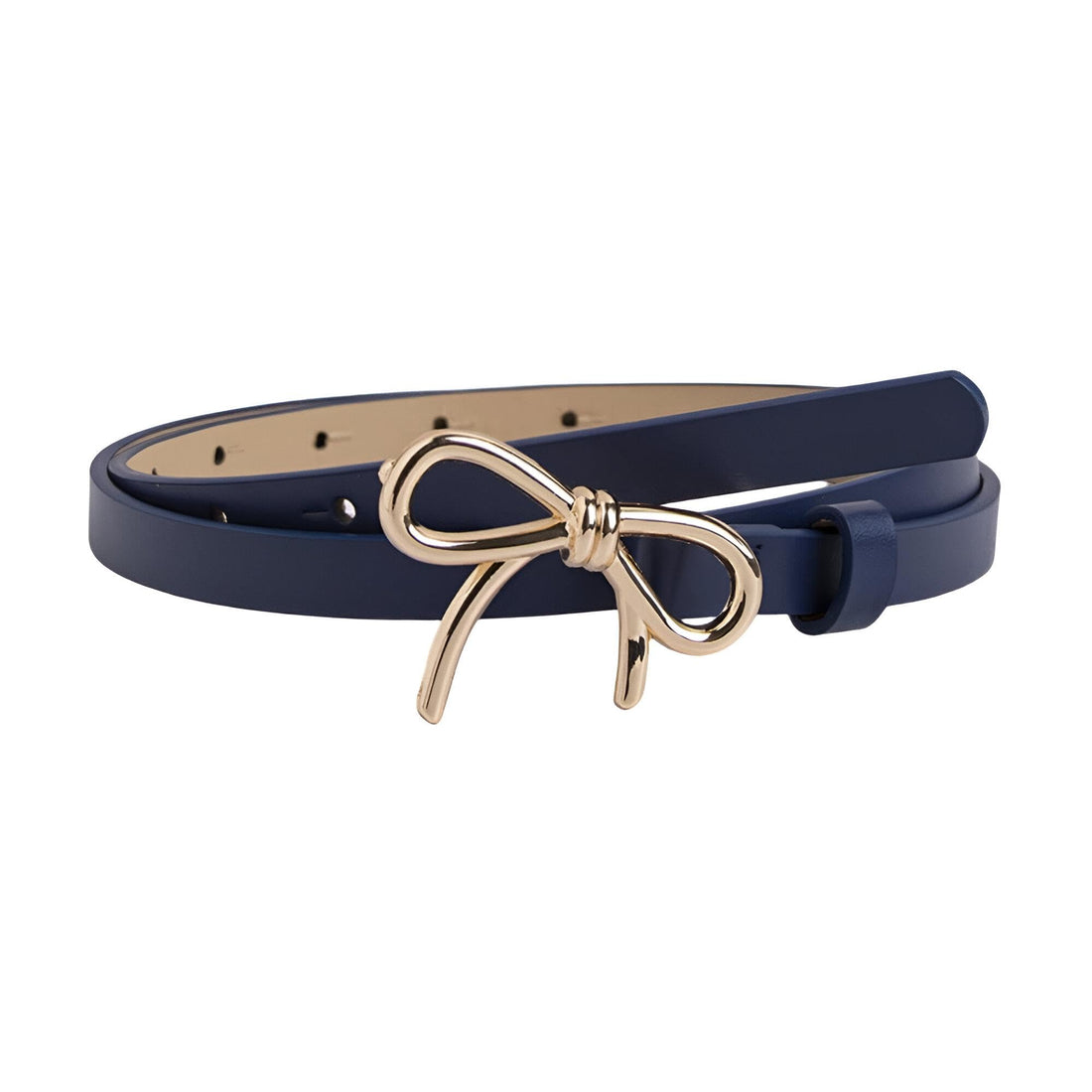 Gold Bow Belt - gold-tone belt featuring a decorative bow, slender profile ideal for dresses, jeans, and skirts, adjustable fit, smooth leather feel, perfect finishing touch for denim days.