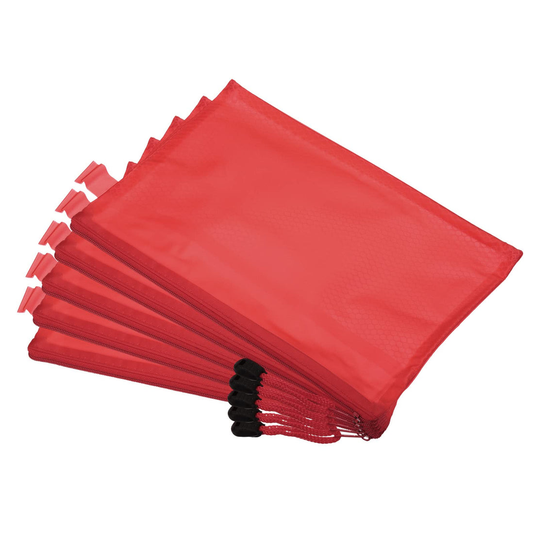 PATIKIL Zipper Pouch, 5 Pack A5 Size Waterproof Nylon Mesh Liner Pencil Case Zipper Cosmetic Bags Checks Travel Supplies Organizer Pouch Bags, Red, Red, A5, Zipper