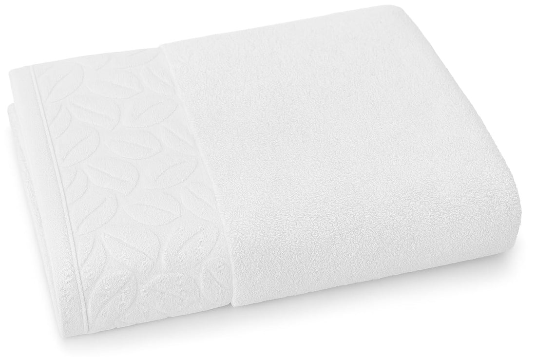 Egyptian Cotton Face Towel – 100% Pure Cotton, From Sol Suave, 1-Piece Set, Soft & Absorbent, Leaf Jacquard Border (White, FaceTowel (30 * 30 CM))