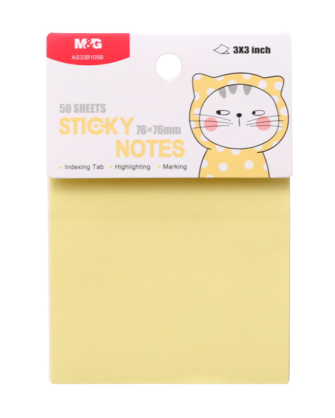 M&G Sticky Notes, Bright Note-Taking, 76x76mm, 50 Sheets, Strong Adhesive, Yellow