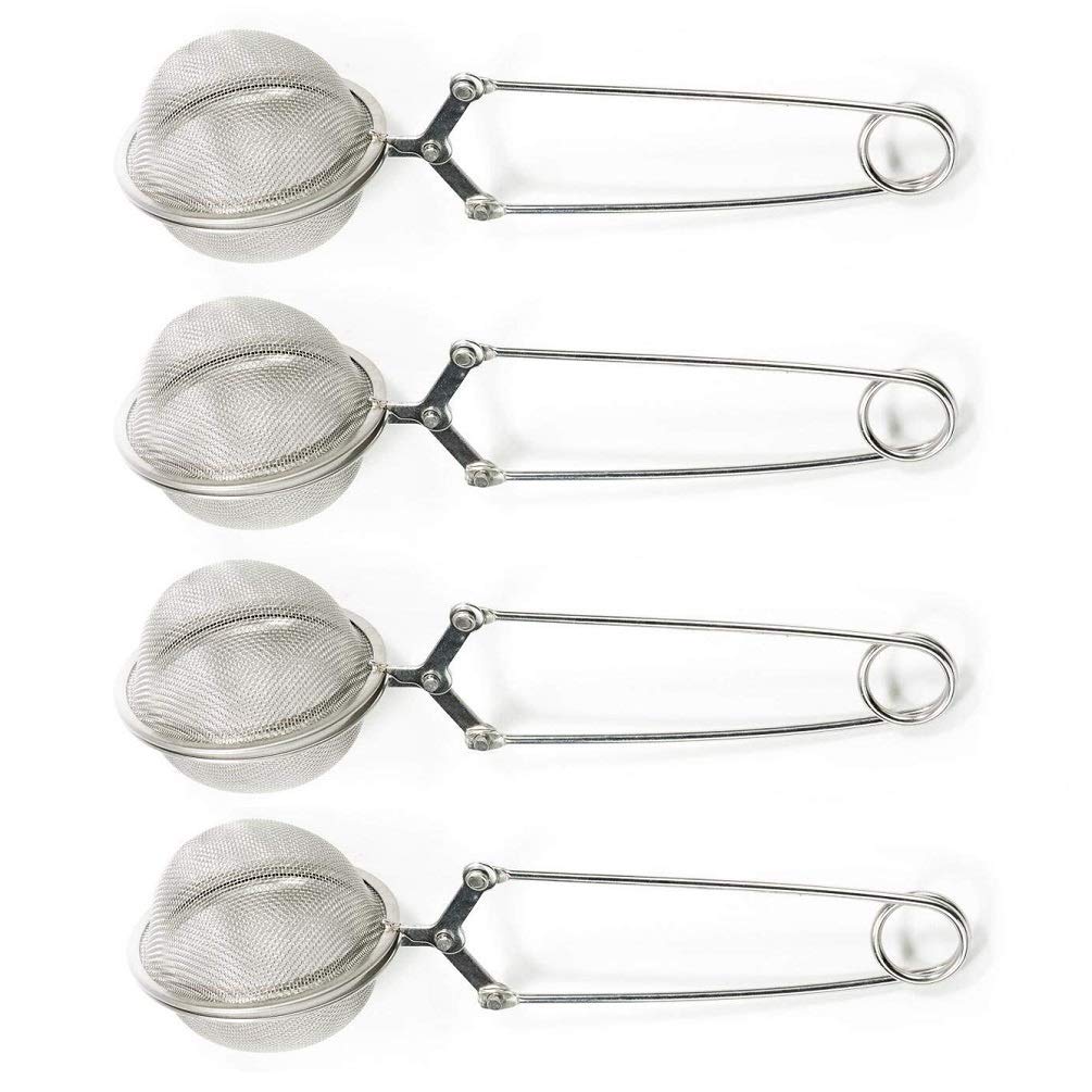 TOCYORIC Snap Ball Tea Strainer with Handle for Loose Leaf Tea and Mulling Spices Stainless Steel Strainer Perfect Pincer Tea Ball Tea Infuser Tea Filter Tea Tong by DATO - 4 Pack