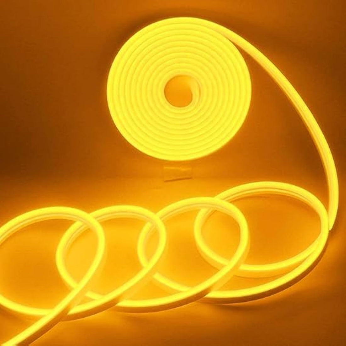 EverBright Led Neon Strip Lights 12V Silicone Rope Indoor Outdoor Flexible for Signboard Bar TV Kitchen Bedroom Home Party Holiday Decoration,Yellow/Amber 5m + Adapter 12V 2A